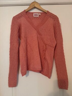 Anthropologie Rosie Neira Coral Faux Wrap Sweater